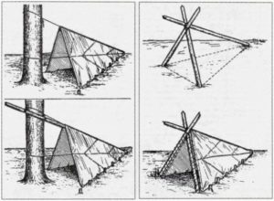 Простые укрытия для выживания: как построить двускатные шалаши — навесы